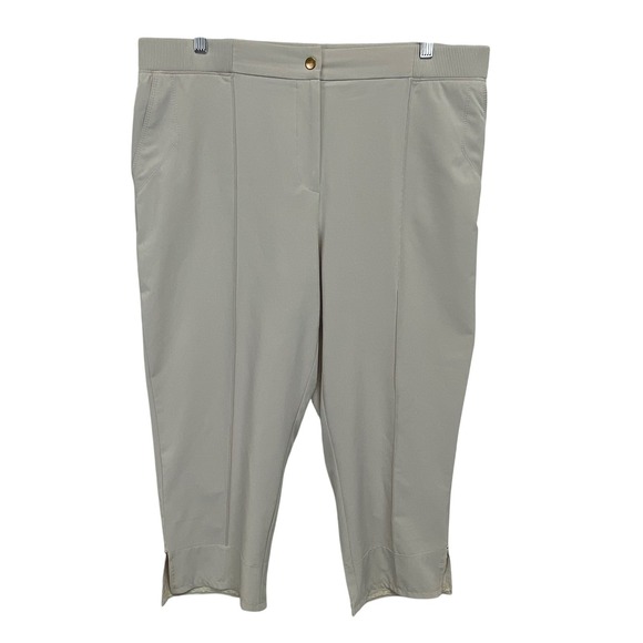 Chico's Weekend Capri Pants Women's 2.5 Large 14 Elastic Waist Khaki Beige - Picture 1 of 12